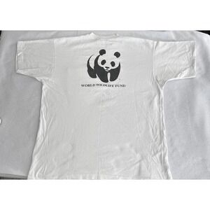 Vintage World Wildlife Fund Shirt Mens XL White Panda Pocket Earth Tee 90s USA